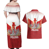 Poland Constitution Day Couples Matching Off Shoulder Maxi Dress and Hawaiian Shirt Warsaw Capital Mazurek Dabrowskiego