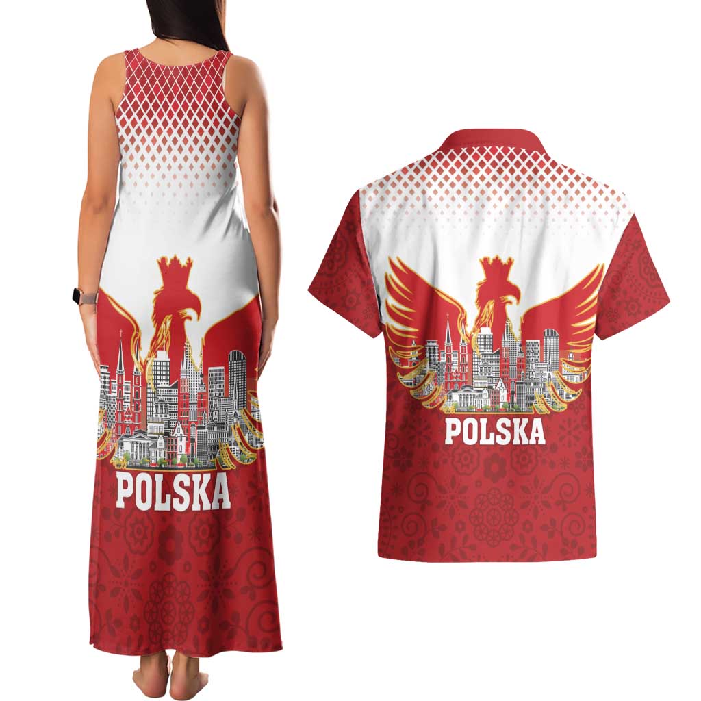 Poland Constitution Day Couples Matching Tank Maxi Dress and Hawaiian Shirt Warsaw Capital Mazurek Dabrowskiego
