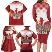 Poland Constitution Day Family Matching Long Sleeve Bodycon Dress and Hawaiian Shirt Warsaw Capital Mazurek Dabrowskiego