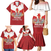 Poland Constitution Day Family Matching Mermaid Dress and Hawaiian Shirt Warsaw Capital Mazurek Dabrowskiego