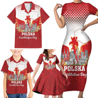 Poland Constitution Day Family Matching Short Sleeve Bodycon Dress and Hawaiian Shirt Warsaw Capital Mazurek Dabrowskiego