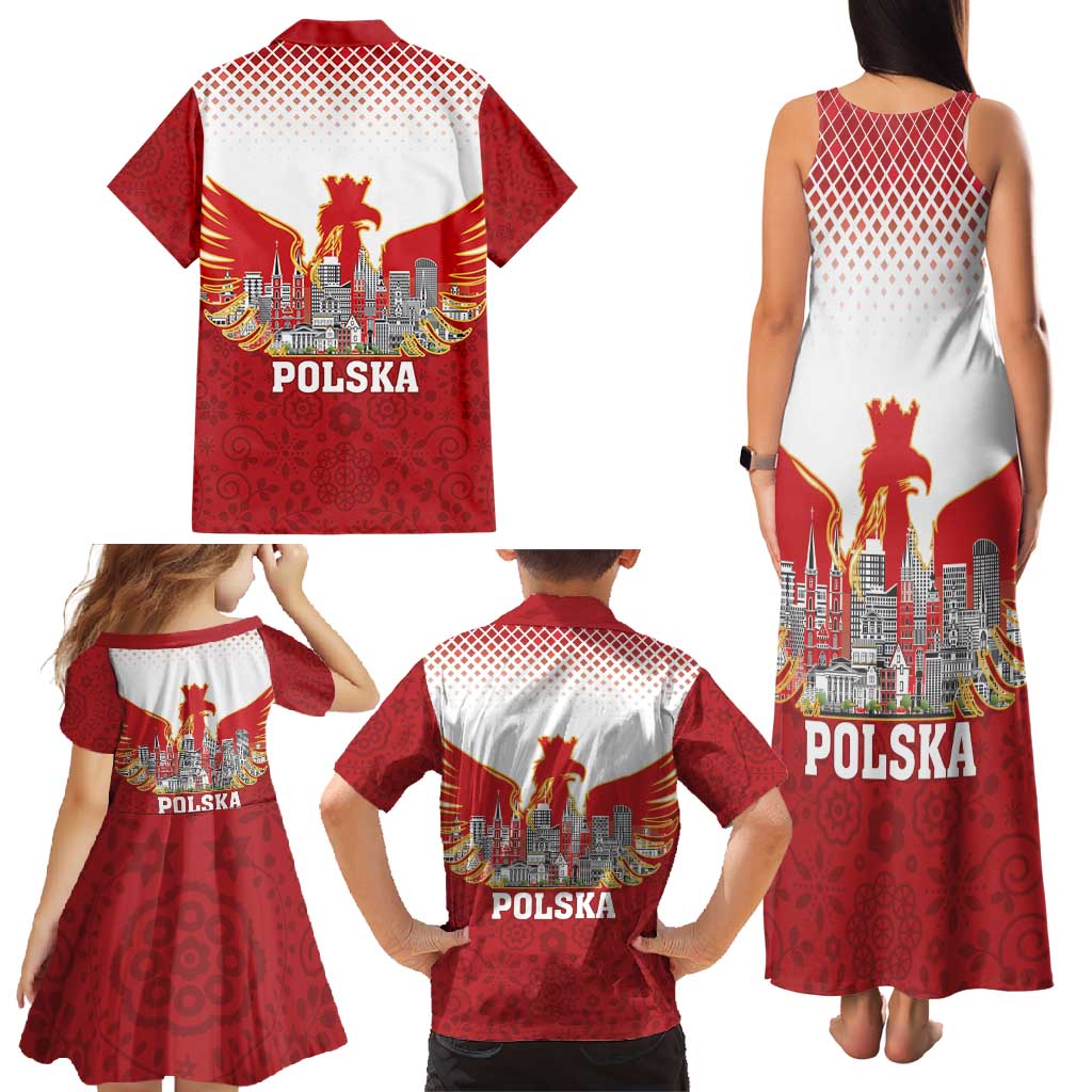 Poland Constitution Day Family Matching Tank Maxi Dress and Hawaiian Shirt Warsaw Capital Mazurek Dabrowskiego
