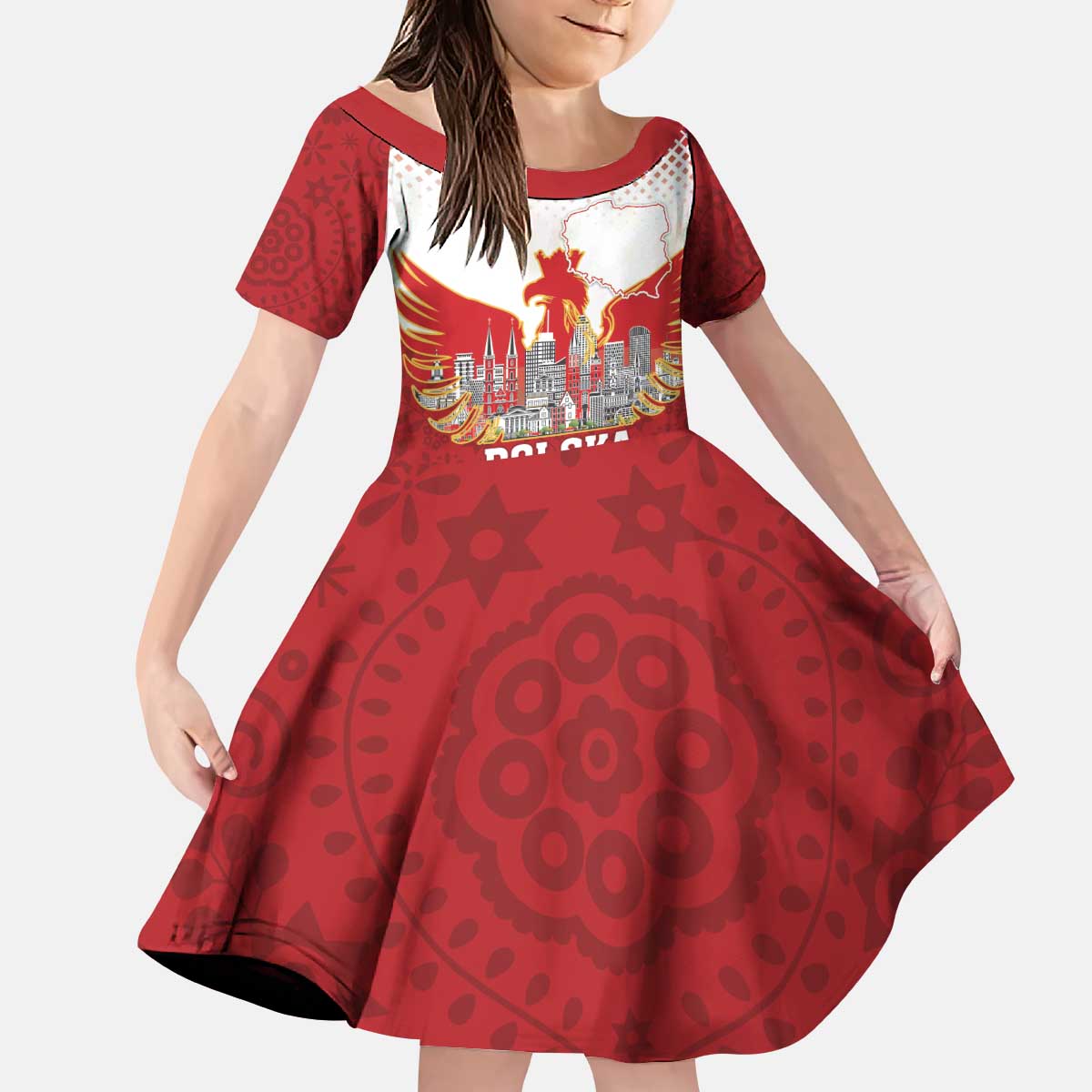 Poland Constitution Day Kid Short Sleeve Dress Warsaw Capital Mazurek Dabrowskiego