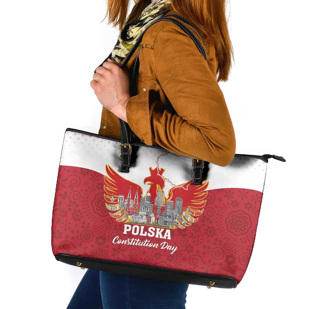 Poland Constitution Day Leather Tote Bag Warsaw Capital Mazurek Dabrowskiego