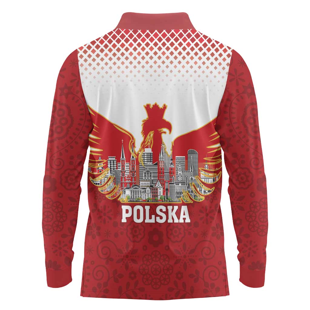Poland Constitution Day Long Sleeve Polo Shirt Warsaw Capital Mazurek Dabrowskiego