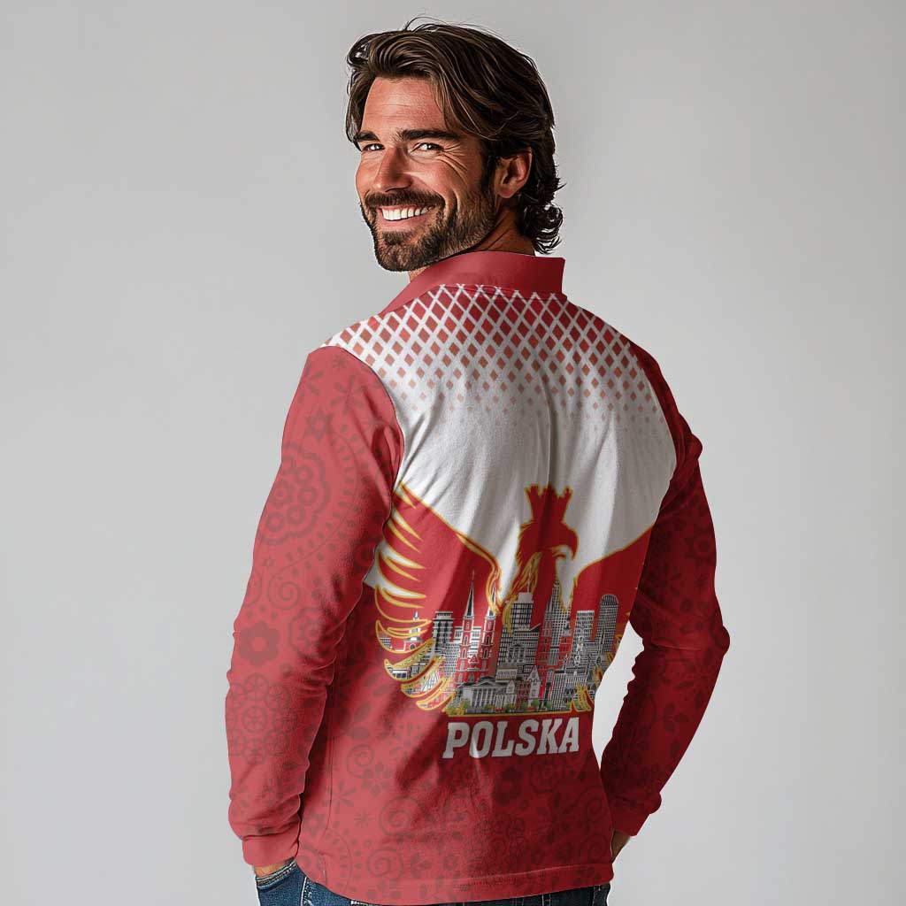 Poland Constitution Day Long Sleeve Polo Shirt Warsaw Capital Mazurek Dabrowskiego