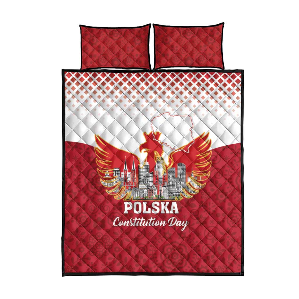 Poland Constitution Day Quilt Bed Set Warsaw Capital Mazurek Dabrowskiego