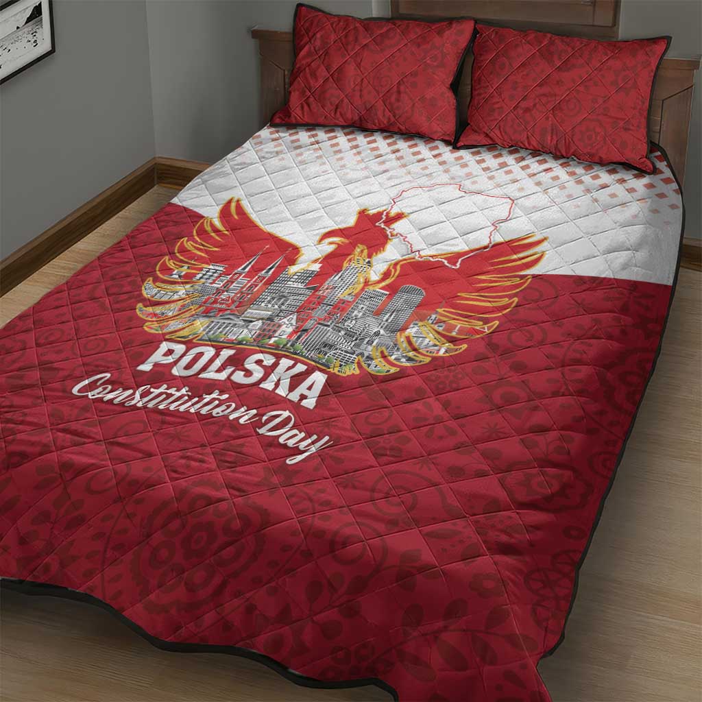 Poland Constitution Day Quilt Bed Set Warsaw Capital Mazurek Dabrowskiego