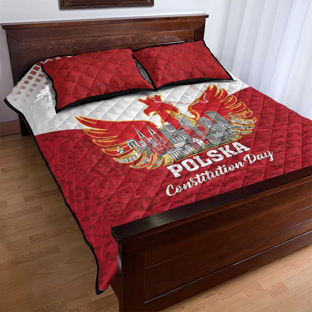 Poland Constitution Day Quilt Bed Set Warsaw Capital Mazurek Dabrowskiego