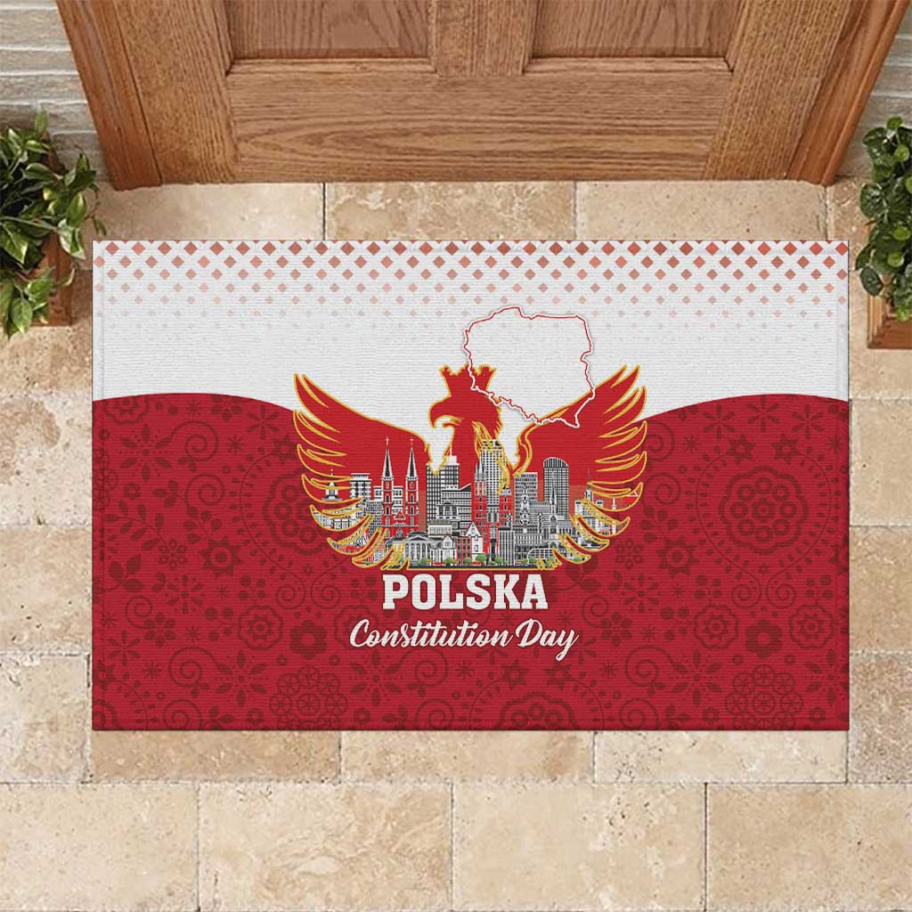 Poland Constitution Day Rubber Doormat Warsaw Capital Mazurek Dabrowskiego