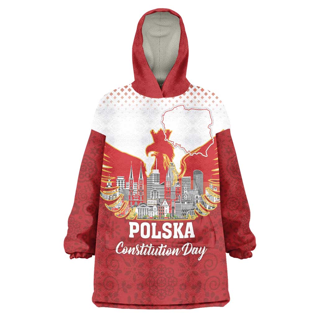 Poland Constitution Day Wearable Blanket Hoodie Warsaw Capital Mazurek Dabrowskiego
