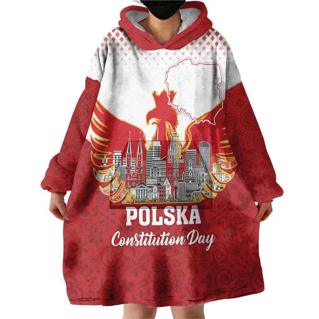 Poland Constitution Day Wearable Blanket Hoodie Warsaw Capital Mazurek Dabrowskiego