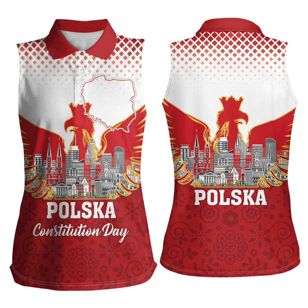 Poland Constitution Day Women Sleeveless Polo Shirt Warsaw Capital Mazurek Dabrowskiego