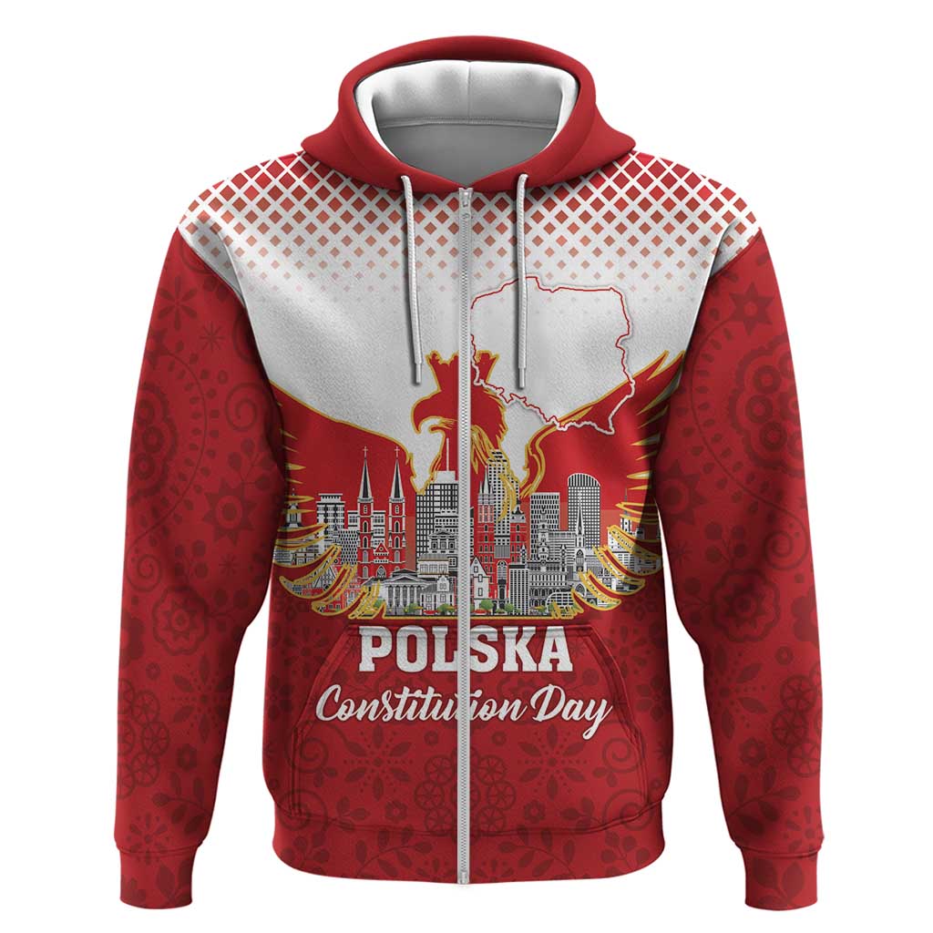 Poland Constitution Day Zip Hoodie Warsaw Capital Mazurek Dabrowskiego