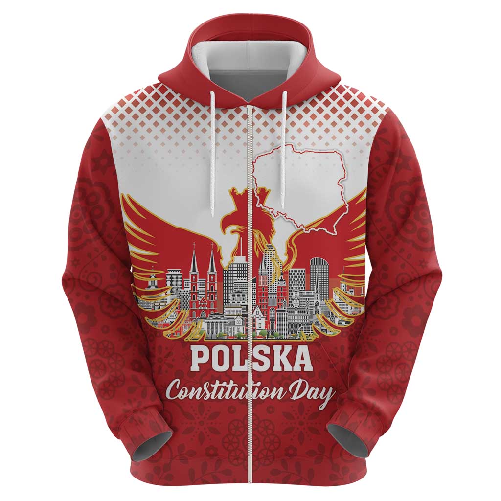 Poland Constitution Day Zip Hoodie Warsaw Capital Mazurek Dabrowskiego