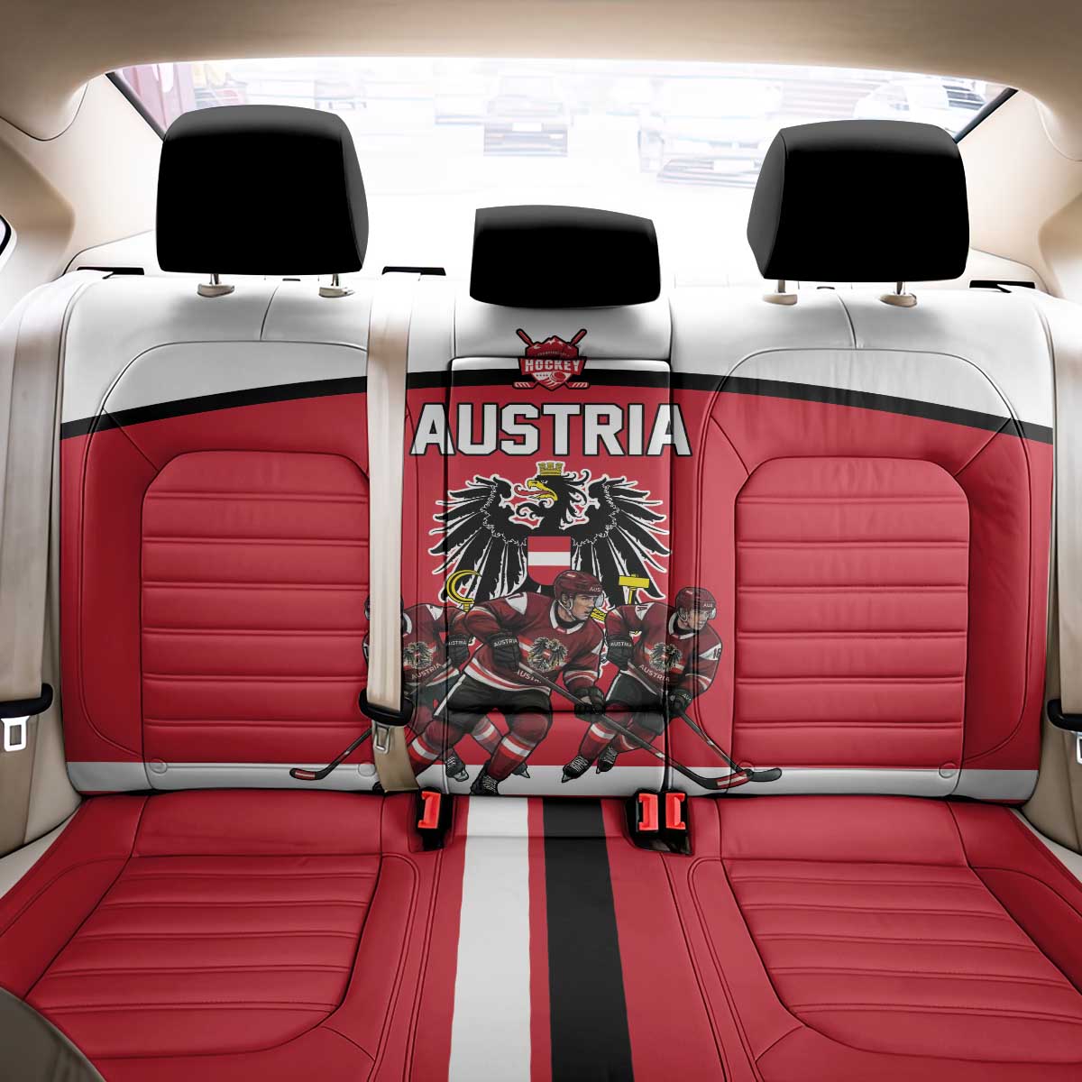 Austria Hockey Back Car Seat Cover Austrian Eagle Pride