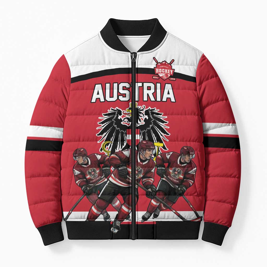 Austria Hockey Custom Bomber Puffer Jacket Austrian Eagle Pride