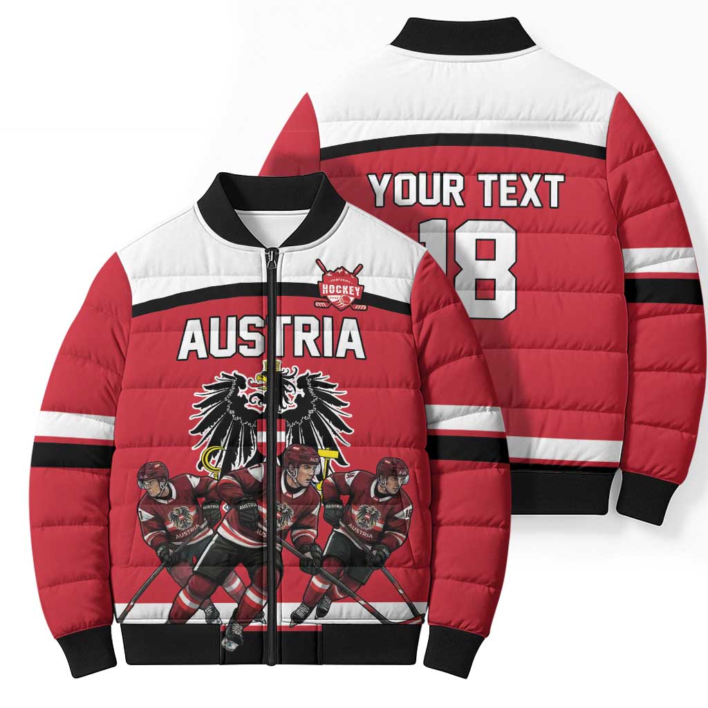 Austria Hockey Custom Bomber Puffer Jacket Austrian Eagle Pride