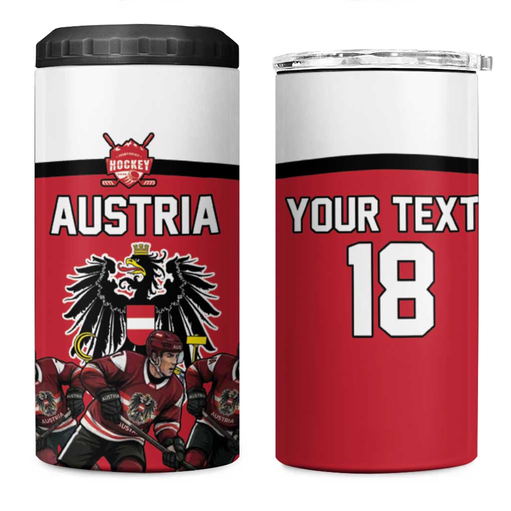 Austria Hockey Custom 4 in 1 Can Cooler Tumbler Austrian Eagle Pride