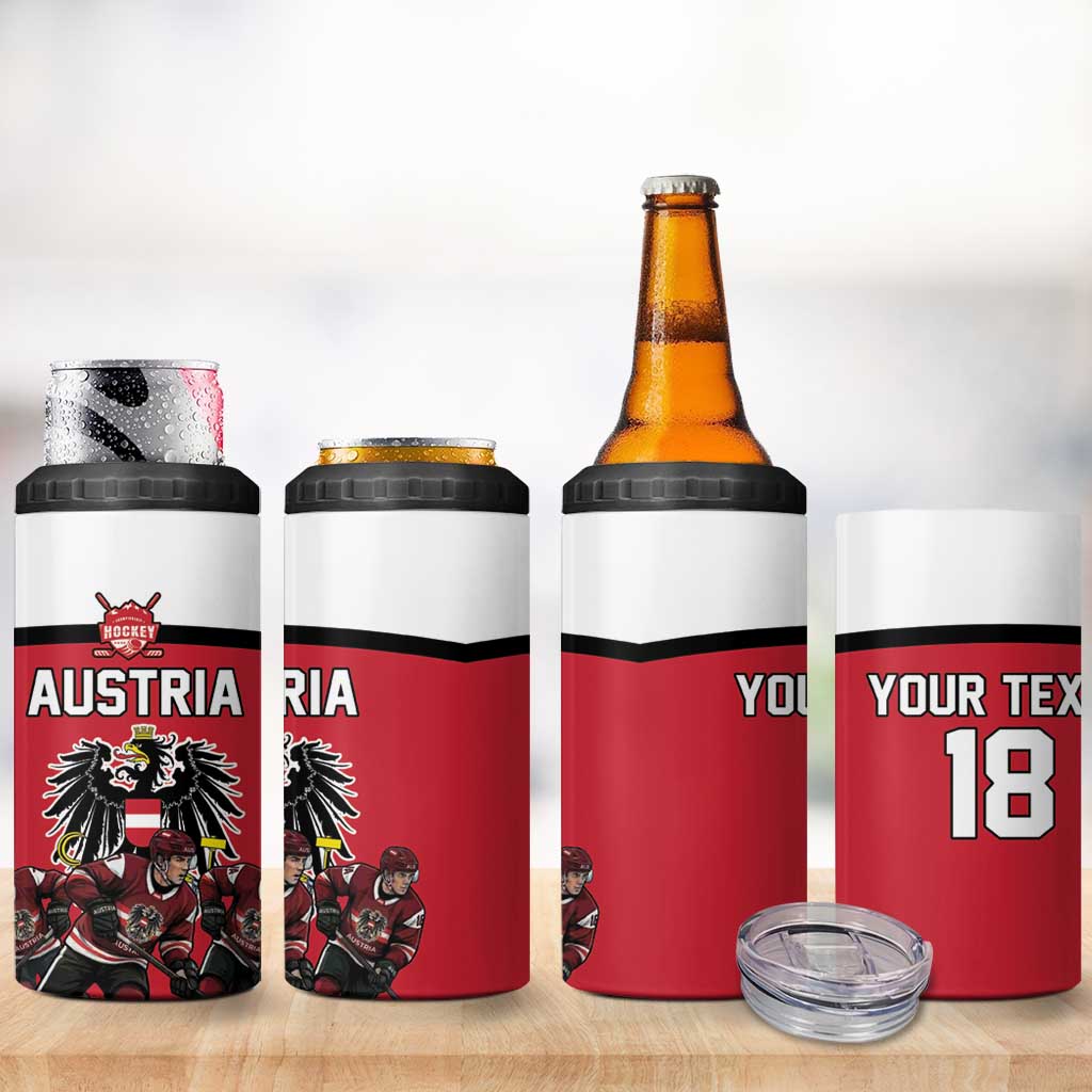 Austria Hockey Custom 4 in 1 Can Cooler Tumbler Austrian Eagle Pride