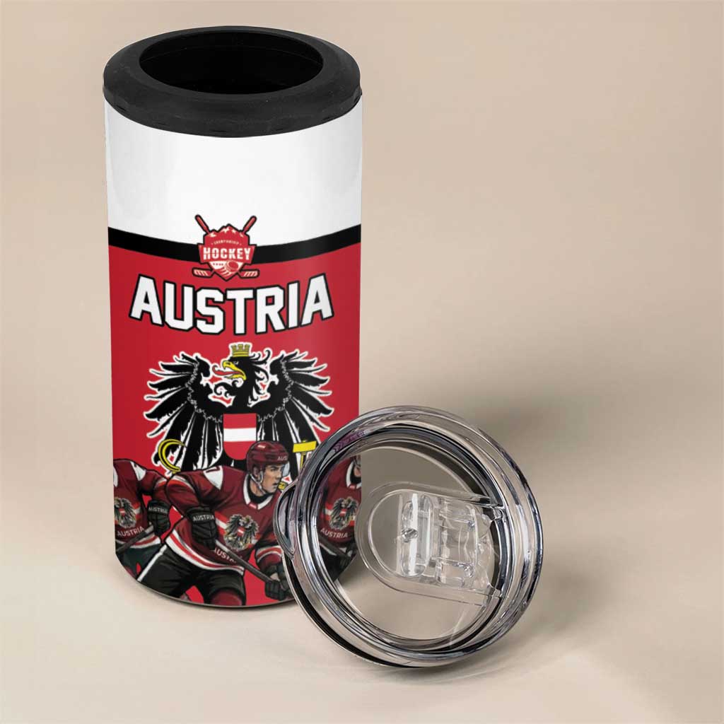 Austria Hockey Custom 4 in 1 Can Cooler Tumbler Austrian Eagle Pride