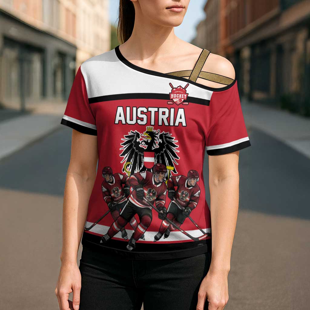Austria Hockey Custom Cross Shoulder Shirt Austrian Eagle Pride
