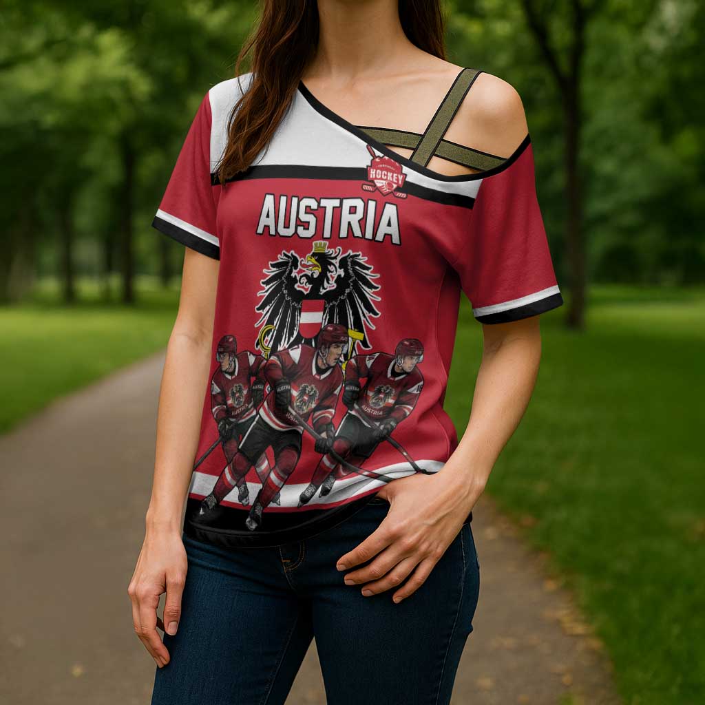 Austria Hockey Custom Cross Shoulder Shirt Austrian Eagle Pride