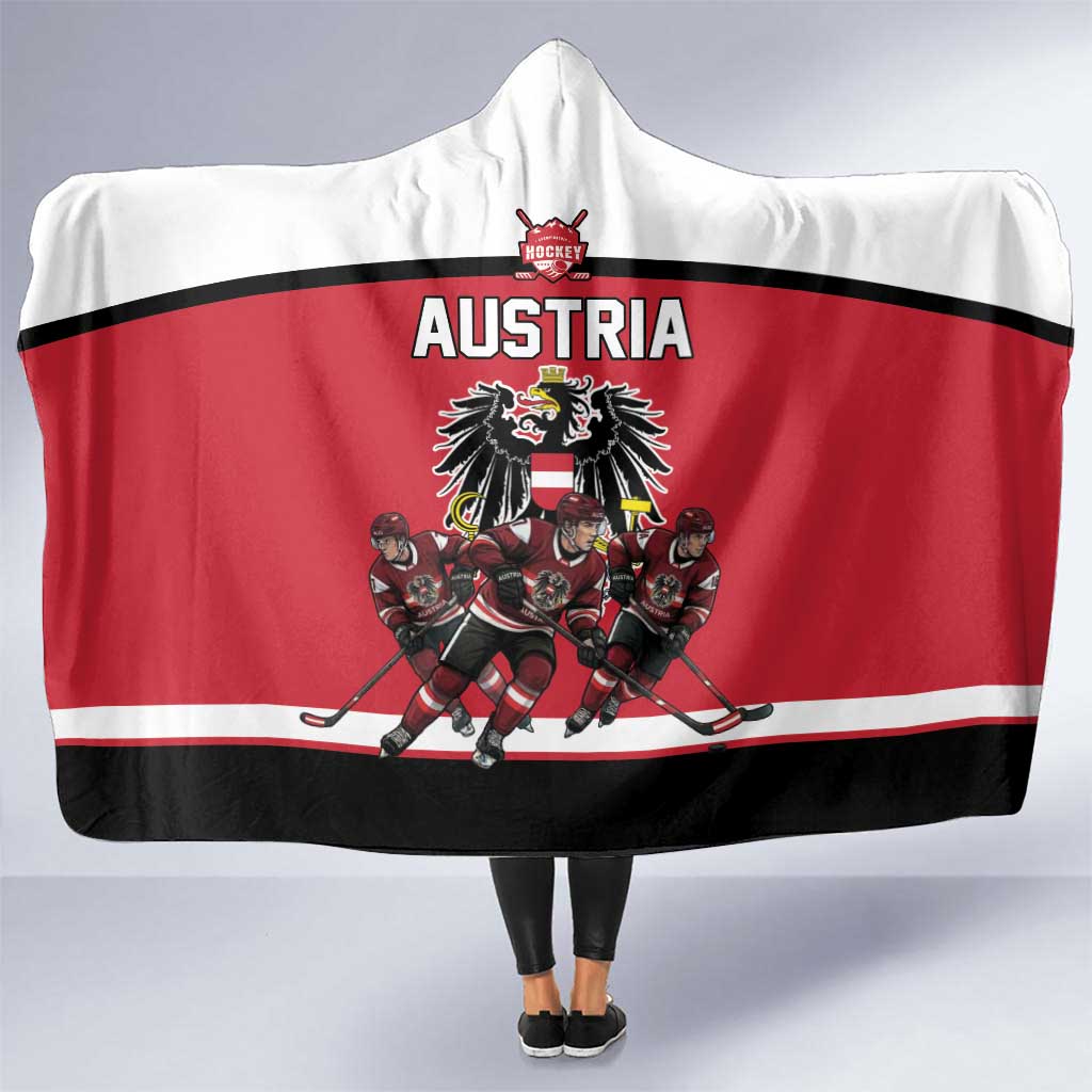 Austria Hockey Hooded Blanket Austrian Eagle Pride