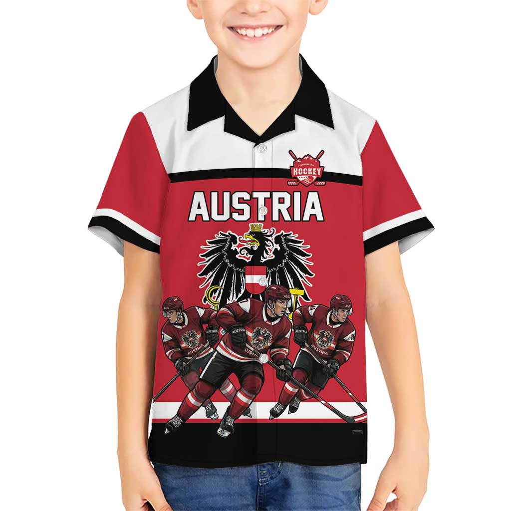 Austria Hockey Custom Kid Hawaiian Shirt Austrian Eagle Pride