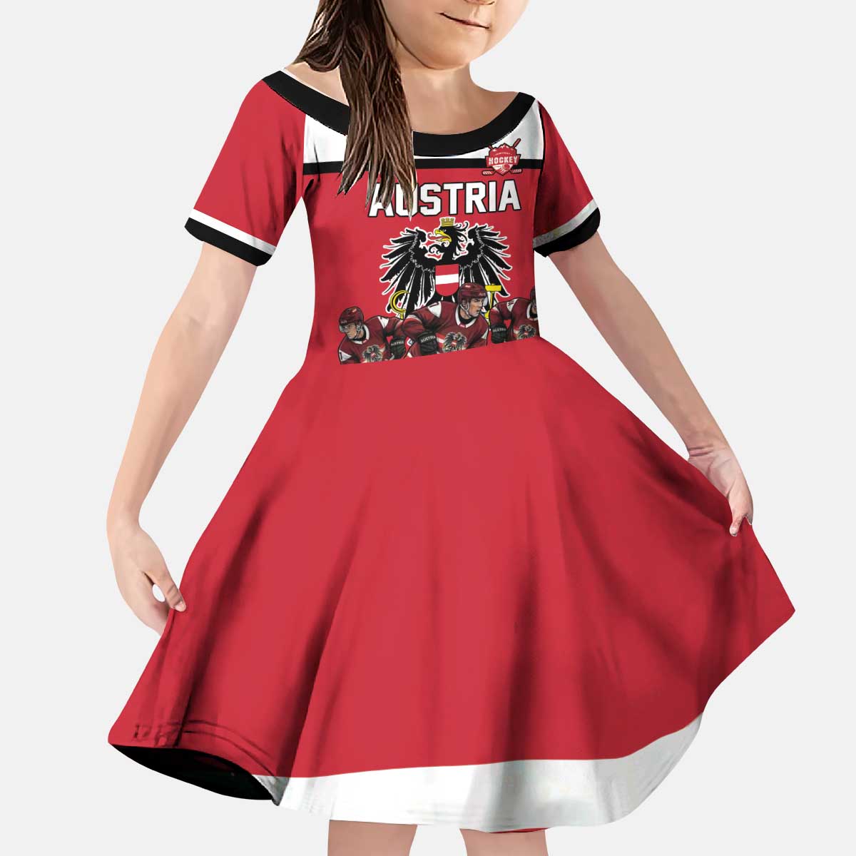 Austria Hockey Custom Kid Short Sleeve Dress Austrian Eagle Pride
