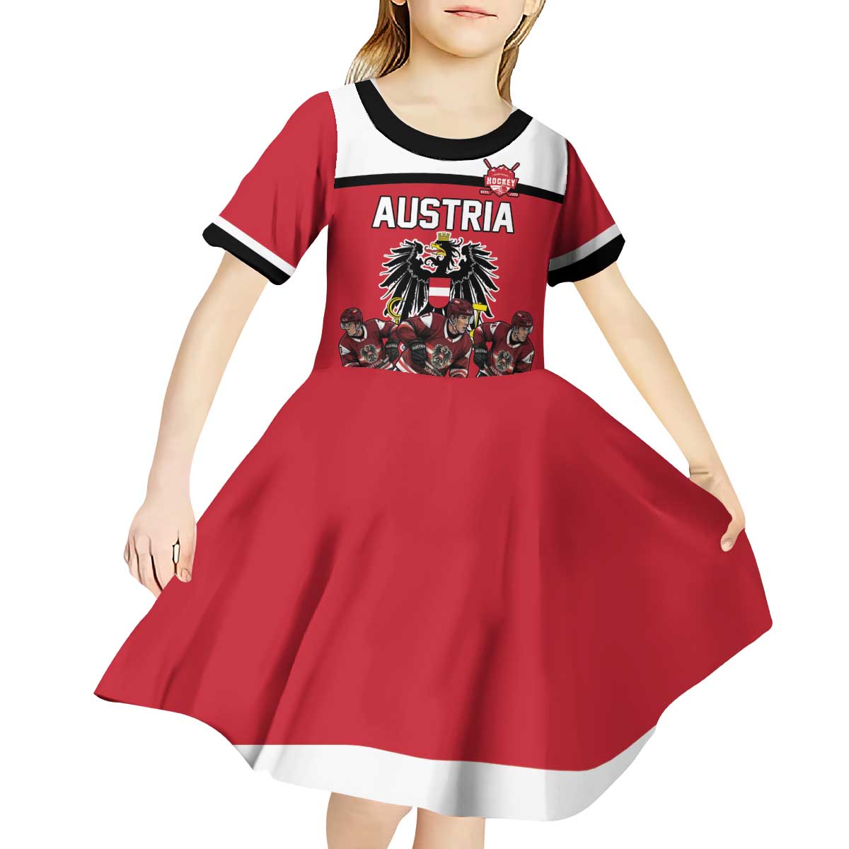 Austria Hockey Custom Kid Short Sleeve Dress Austrian Eagle Pride