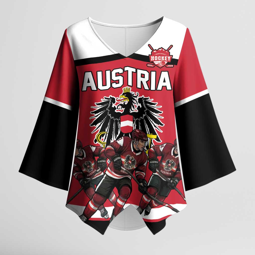 Austria Hockey Custom Kimono Sleeve Blouse Austrian Eagle Pride