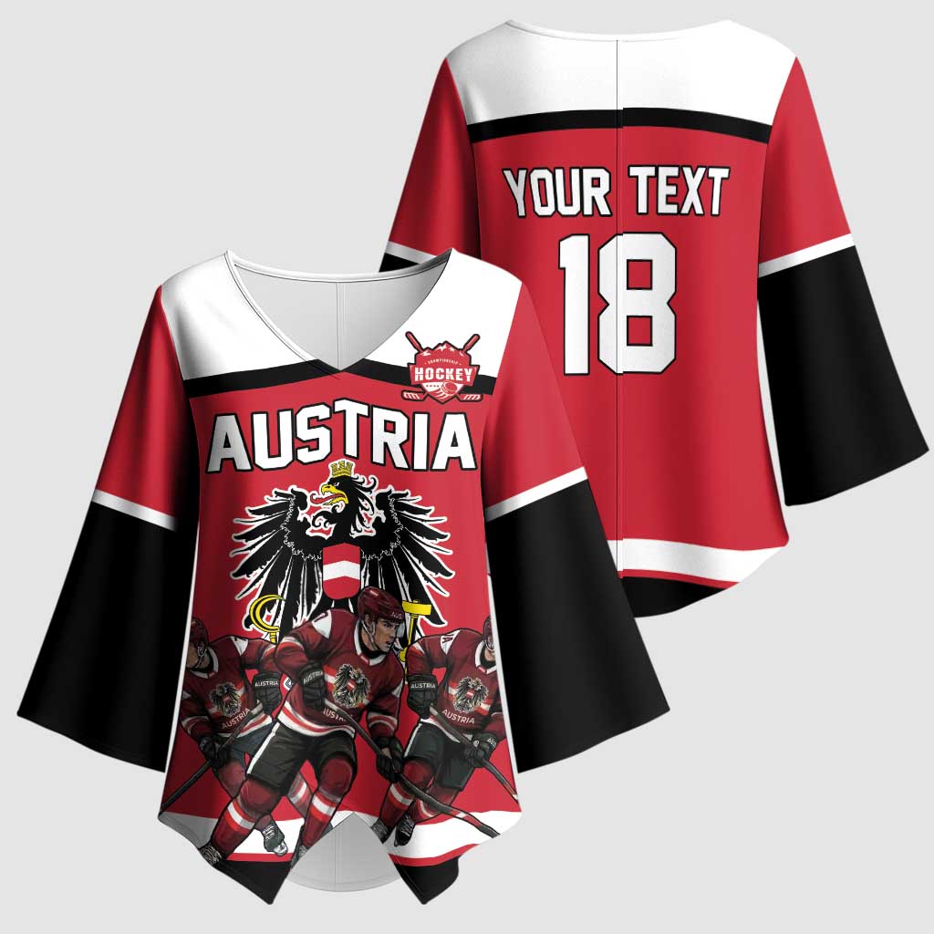Austria Hockey Custom Kimono Sleeve Blouse Austrian Eagle Pride