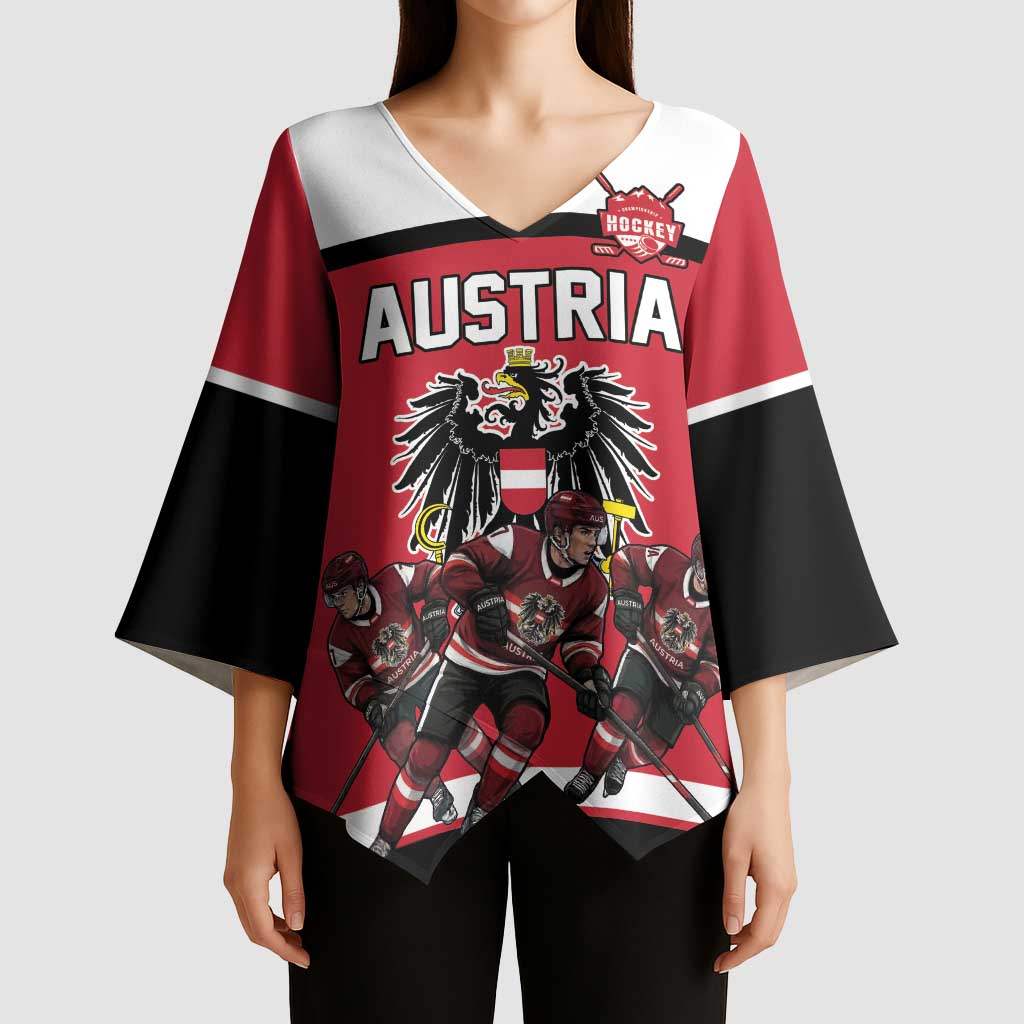 Austria Hockey Custom Kimono Sleeve Blouse Austrian Eagle Pride