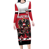 Austria Hockey Custom Long Sleeve Bodycon Dress Austrian Eagle Pride