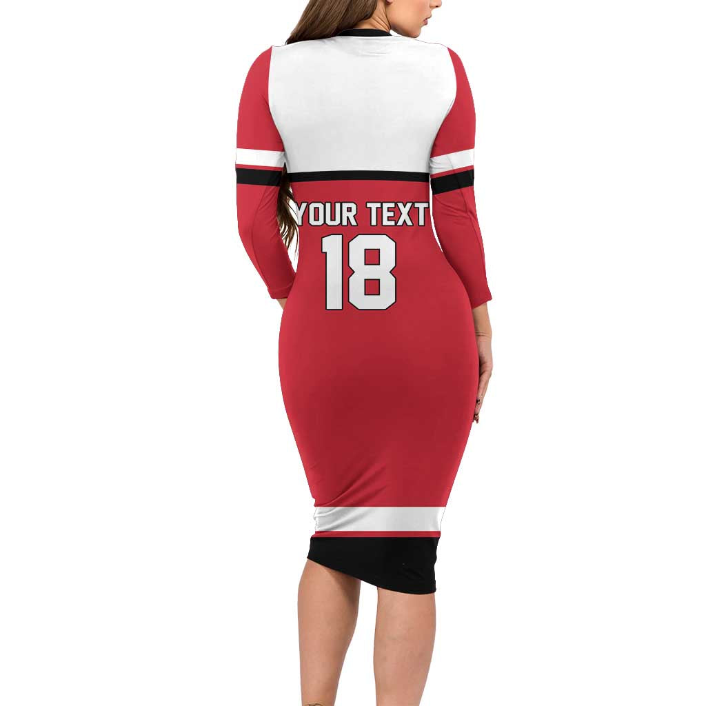 Austria Hockey Custom Long Sleeve Bodycon Dress Austrian Eagle Pride
