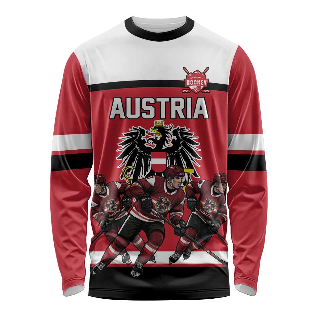 Austria Hockey Custom Long Sleeve Shirt Austrian Eagle Pride