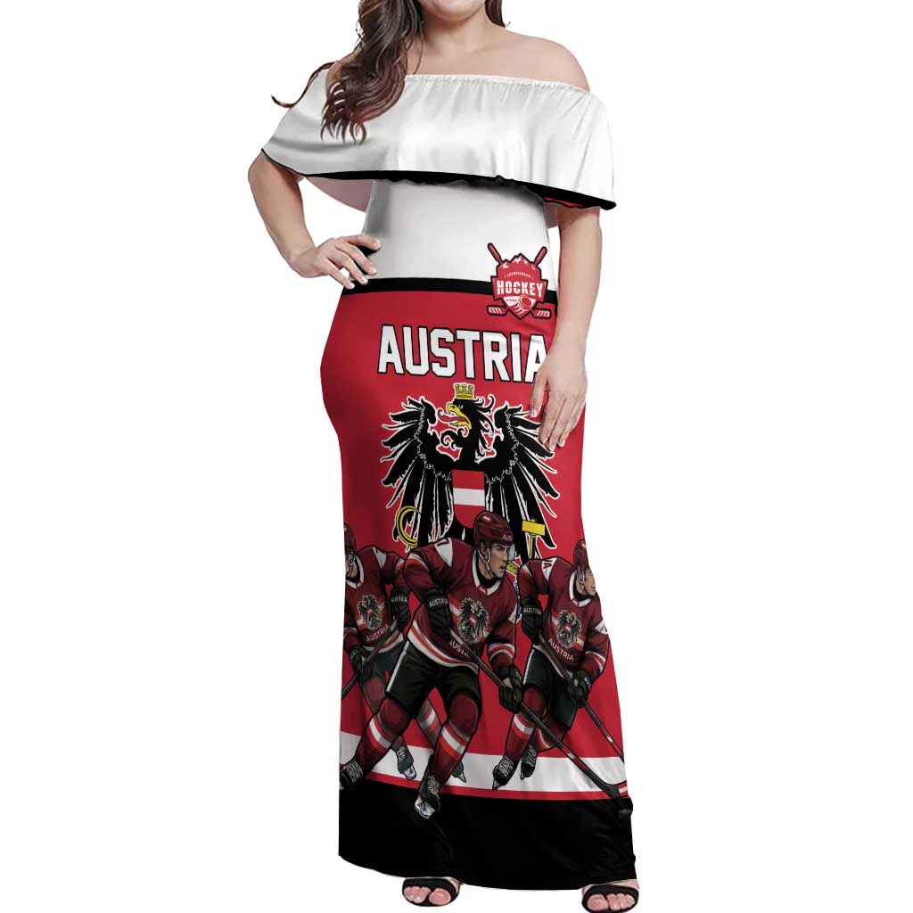 Austria Hockey Custom Off Shoulder Maxi Dress Austrian Eagle Pride
