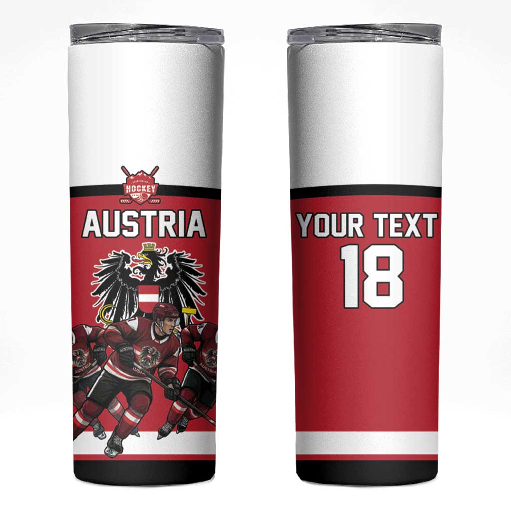 Austria Hockey Custom Skinny Tumbler Austrian Eagle Pride