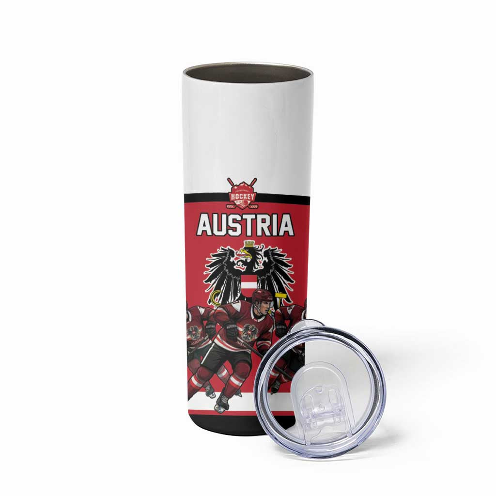 Austria Hockey Custom Skinny Tumbler Austrian Eagle Pride