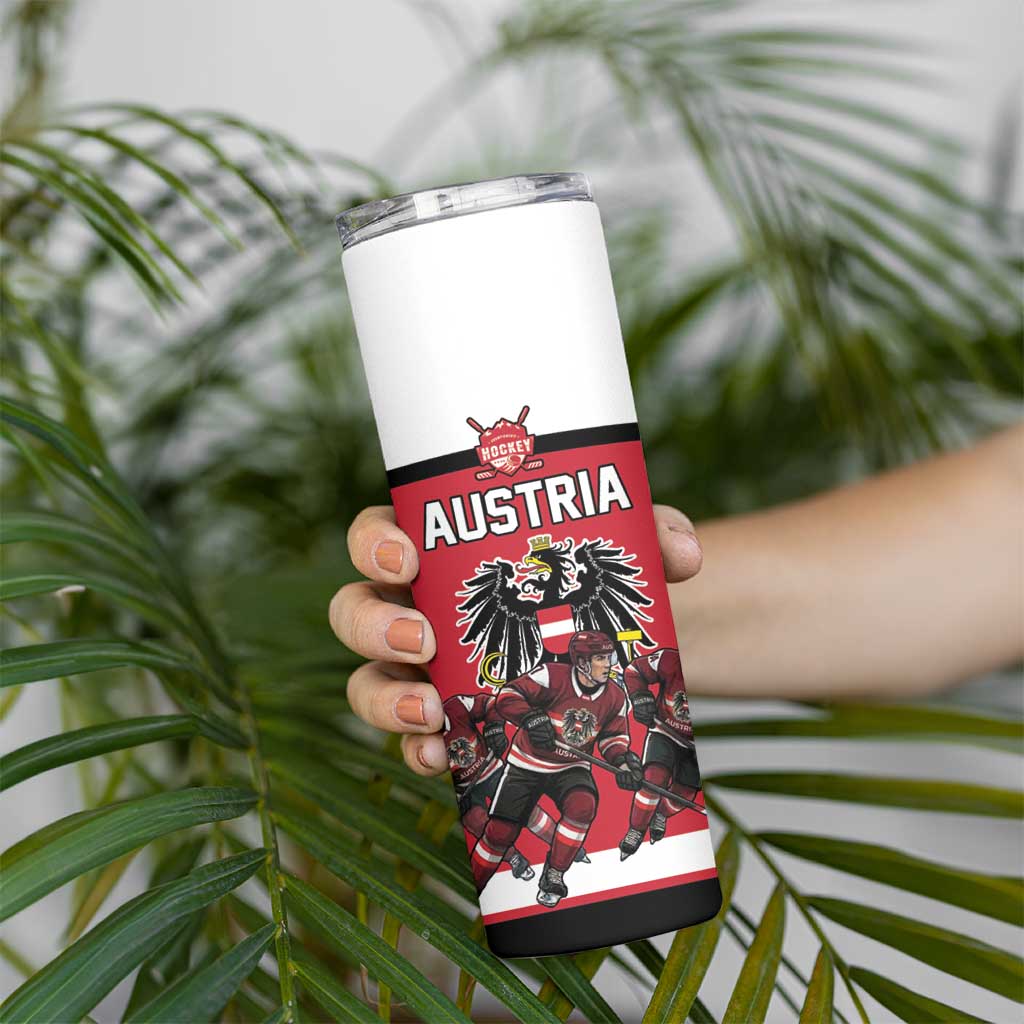 Austria Hockey Custom Skinny Tumbler Austrian Eagle Pride