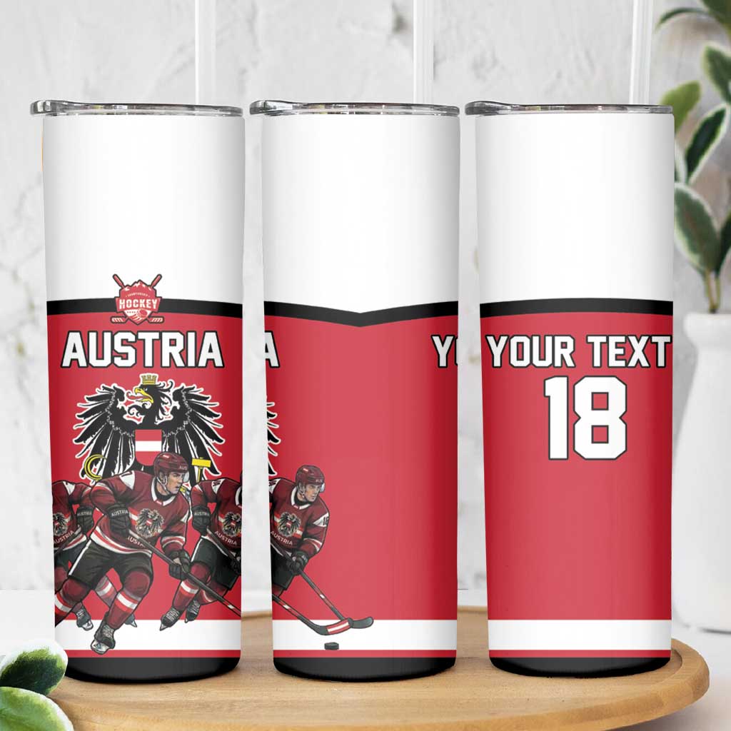 Austria Hockey Custom Skinny Tumbler Austrian Eagle Pride