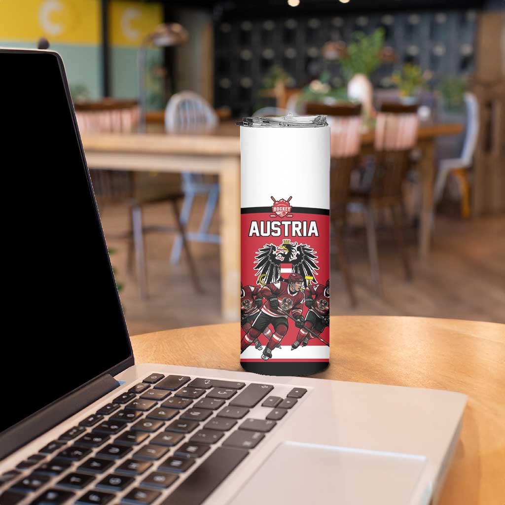 Austria Hockey Custom Skinny Tumbler Austrian Eagle Pride