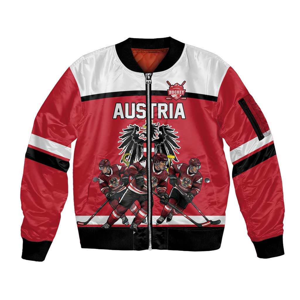 Austria Hockey Custom Sleeve Zip Bomber Jacket Austrian Eagle Pride
