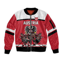 Austria Hockey Custom Sleeve Zip Bomber Jacket Austrian Eagle Pride