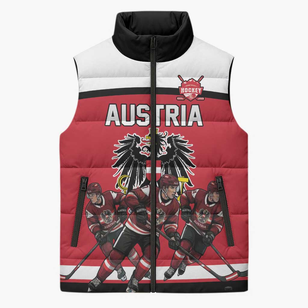 Austria Hockey Custom Sleeveless Puffer Jacket Austrian Eagle Pride