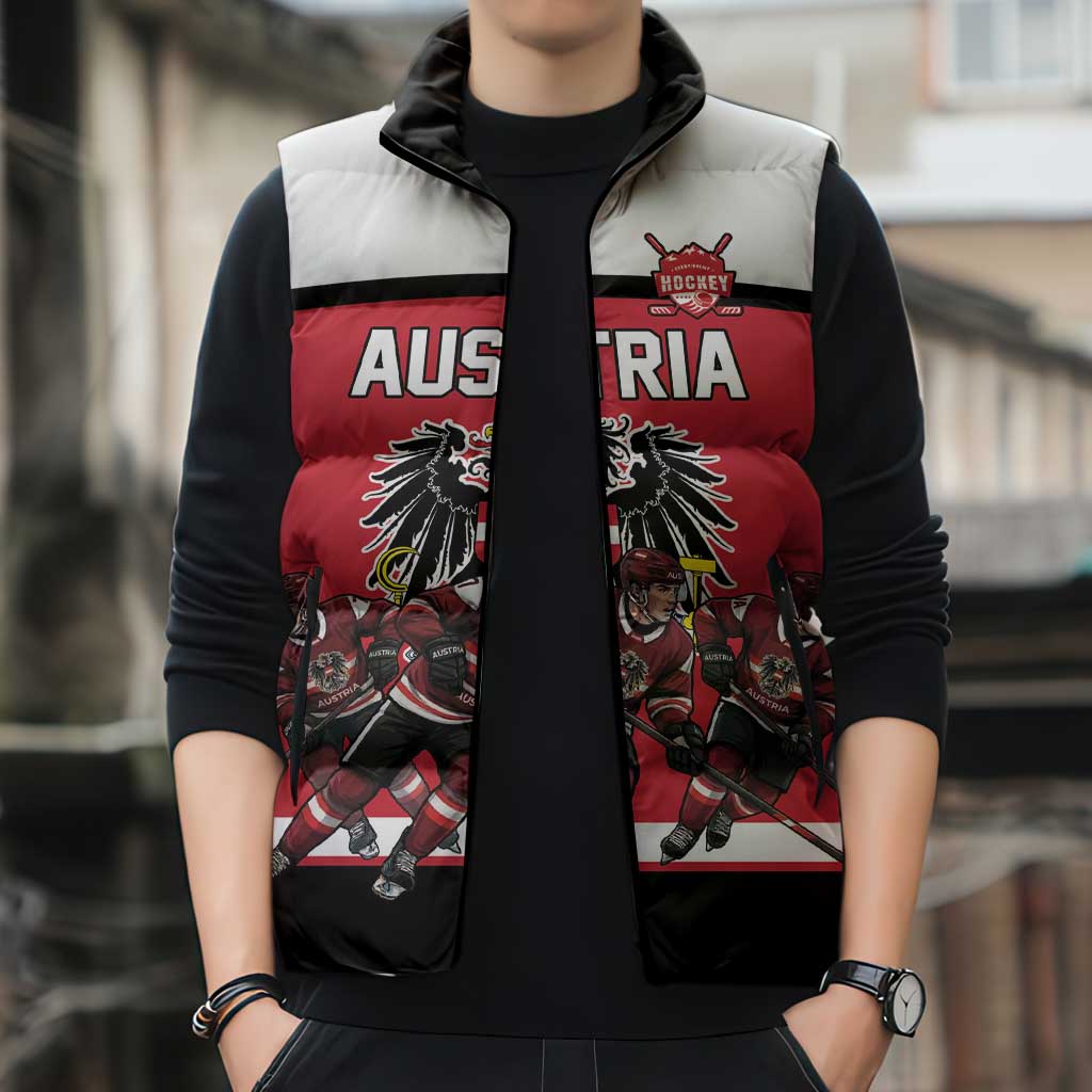 Austria Hockey Custom Sleeveless Puffer Jacket Austrian Eagle Pride