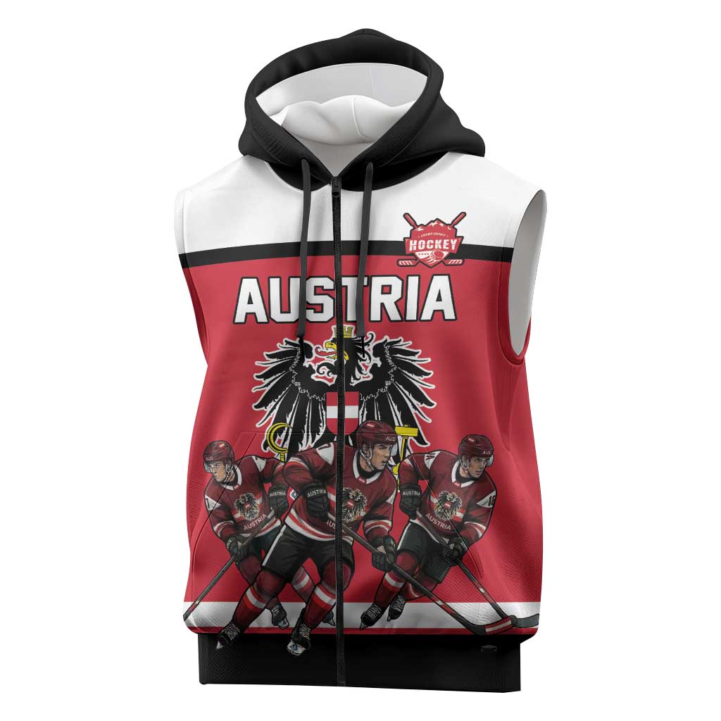 Austria Hockey Custom Sleeveless Zip Hoodie Austrian Eagle Pride