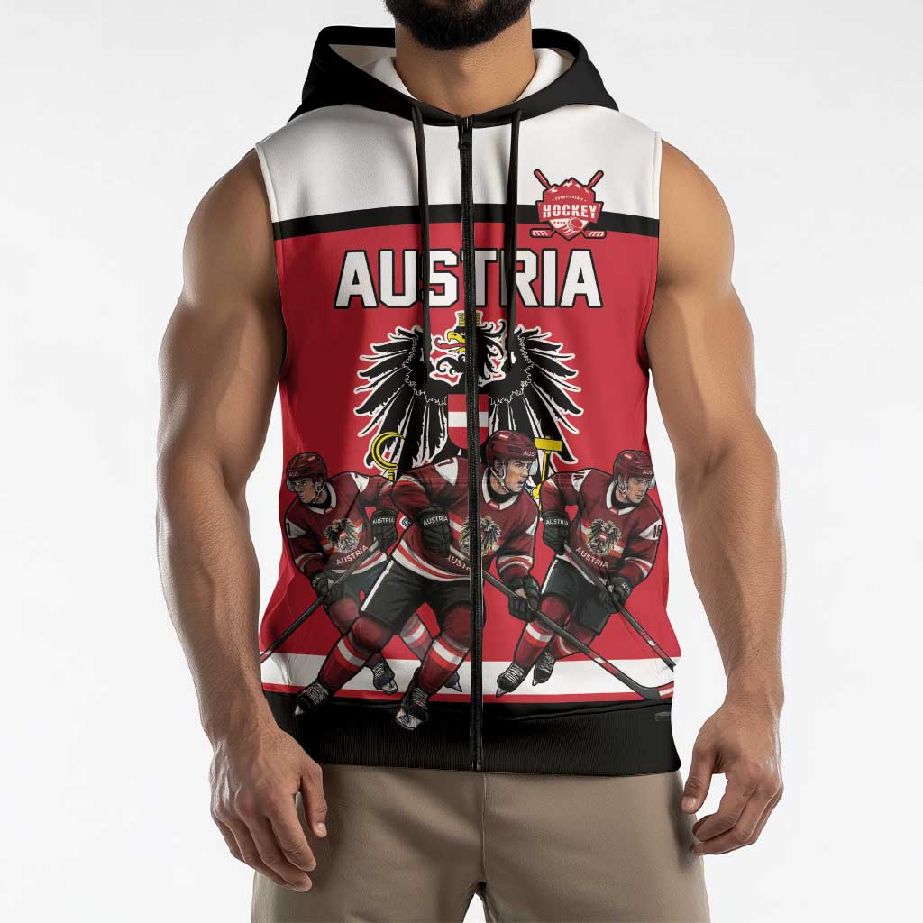 Austria Hockey Custom Sleeveless Zip Hoodie Austrian Eagle Pride