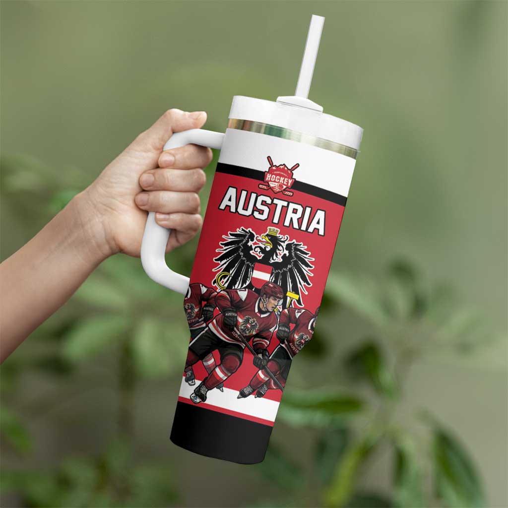 Austria Hockey Custom Tumbler With Handle Austrian Eagle Pride